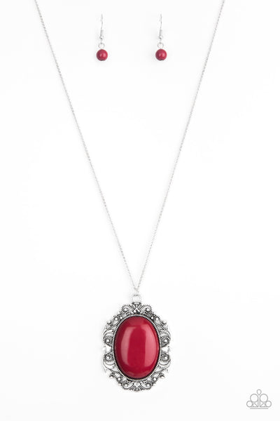 Paparazzi Accessories Vintage Vanity - Red Necklace & Earrings 