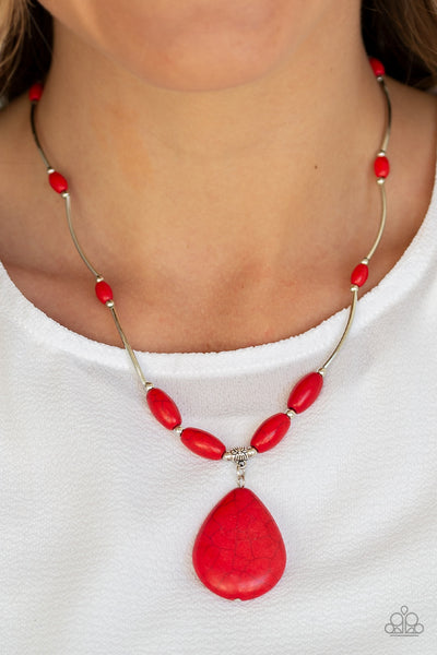 Paparazzi Accessories Explore The Elements - Red Necklace & Earrings 