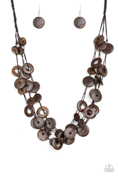 Paparazzi Accessories Wonderfully Walla Walla - Brown Necklace & Earrings 