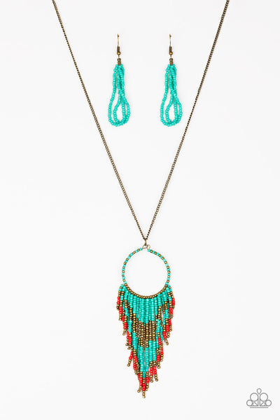 Paparazzi Accessories Badlands Beauty - Blue Necklace & Earrings 