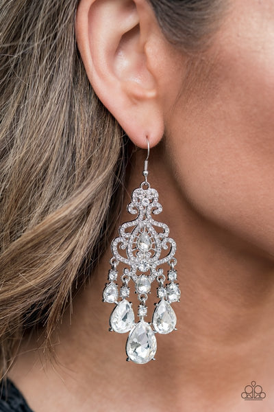 Paparazzi Accessories Queen of All Things Sparkly - White Earrings 