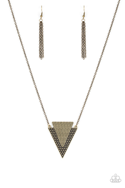 Paparazzi Accessories Ancient Arrow - Brass Necklace & Earrings 