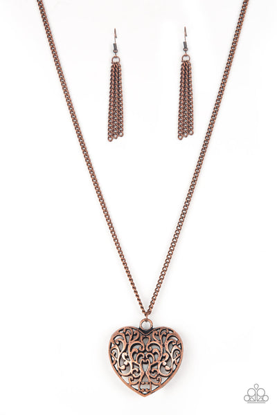 Paparazzi Accessories Victorian Virtue - Copper Necklace & Earrings 