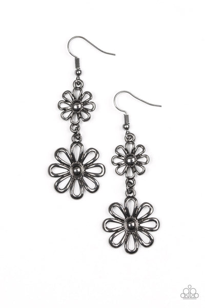 Paparazzi Accessories A Date With Daisies - Black Earrings 