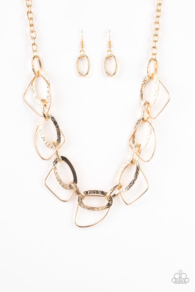 Paparazzi Accessories Very Avant-Garde - Gold Necklace & Earrings 