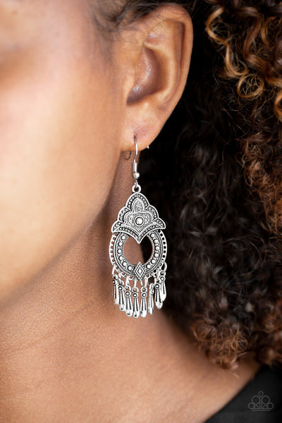 Paparazzi Accessories New Delhi Native - Silver Earrings 