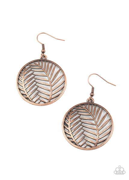 Paparazzi Accessories Palm Perfection - Copper Earrings 