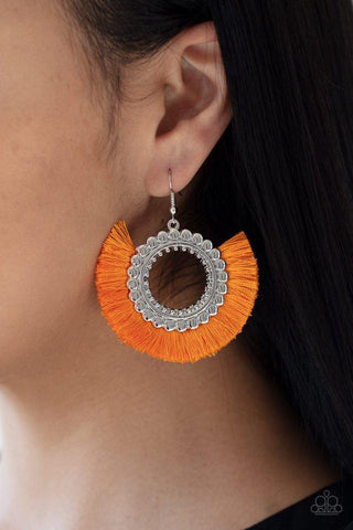Paparazzi Accessories Fringe Fanatic - Orange Earrings 