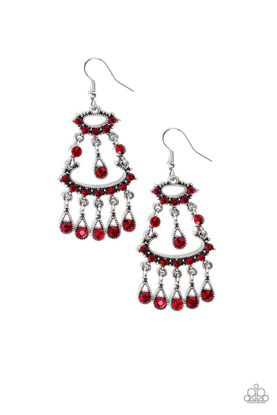 Paparazzi Accessories Chandelier Shimmer - Red Earrings 