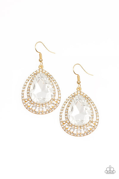 Paparazzi Accessories All Rise For Her Majesty Gold Earrings 