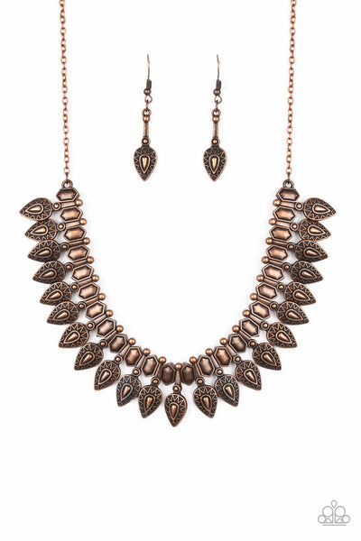 Paparazzi Accessories When The Hunter Becomes The Hunted - Copper Necklace & Earrings