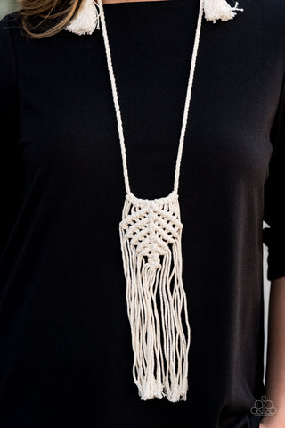 Paparazzi Accessories Macrame Mantra - White Necklace & Earrings 