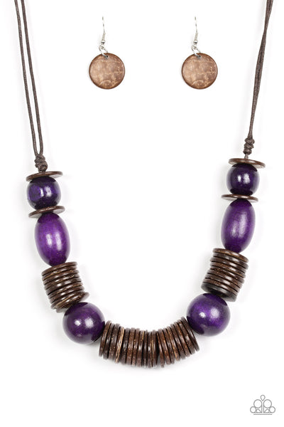 Paparazzi Accessories You Better BELIZE It! - Purple Necklace & Earrings 