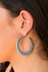 Paparazzi Accessories Talk About Texture Silver Earrings 