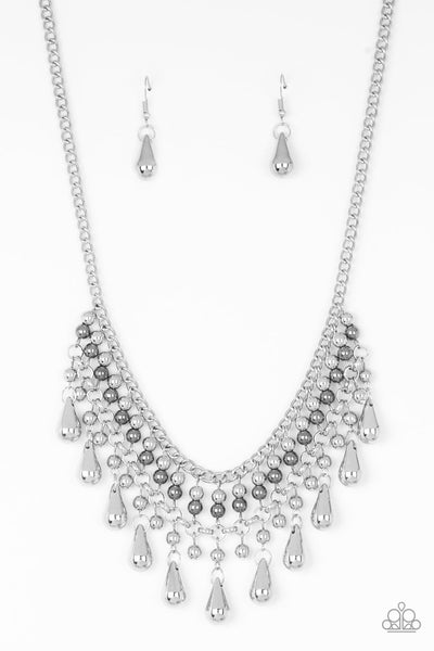 Paparazzi Accessories Don't Forget To BOSS! - Silver Necklace & Earrings 