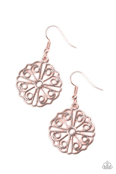 Paparazzi Accessories Feeling Frilly - Rose Gold Earrings 