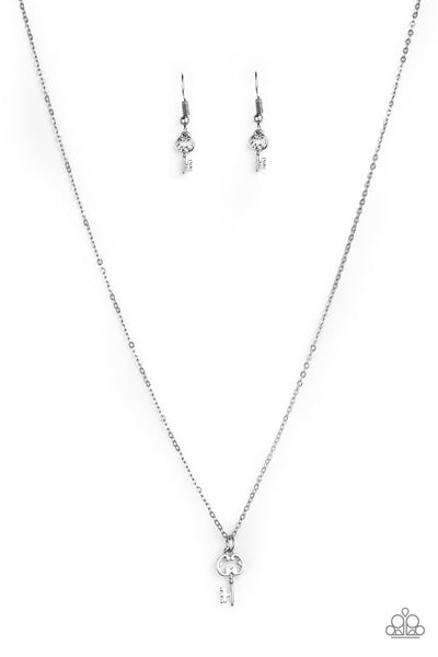 Paparazzi Accessories Very Low Key - Silver Necklace & Earrings 