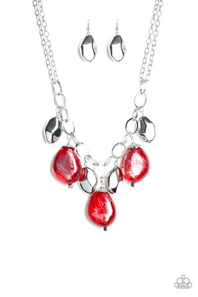 Paparazzi Accessories Looking Glass Glamorous - Red Necklace & Earrings 