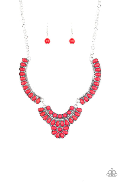 Paparazzi Accessories Omega Oasis - Red Necklace & Earrings 