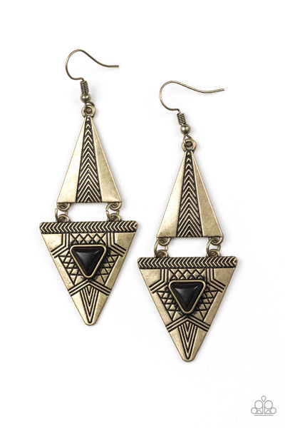 Paparazzi Accessories El Paso Edge - Brass Earrings 