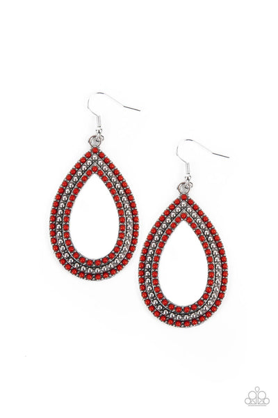 Paparazzi Accessories Tear Tracks - Red Earrings 