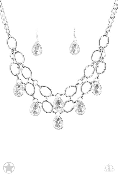 Paparazzi Accessories Show-Stopping Shimmer - White Necklace & Earrings 