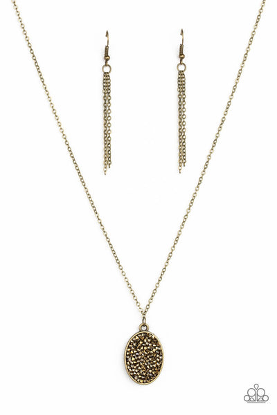 Paparazzi Accessories-Star Crossed Stargazer-Brass Necklace and Earring