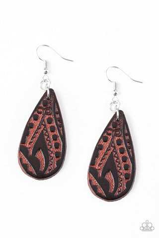 Paparazzi Accessories Get In The Groove - Brown Earrings 