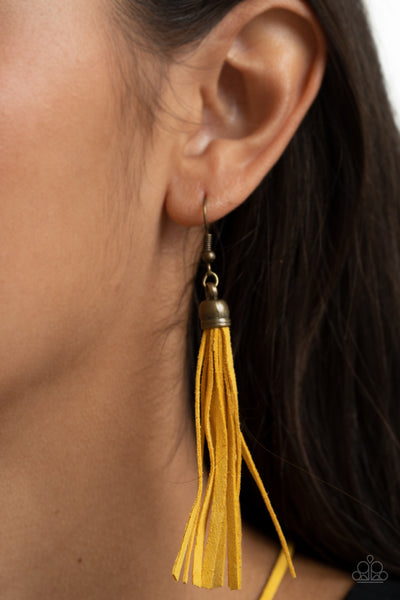 Paparazzi Accessories Feel at HOMESPUN - Yellow Necklace & Earrings 