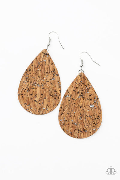 Paparazzi Accessories CORK It Over - Silver Earrings