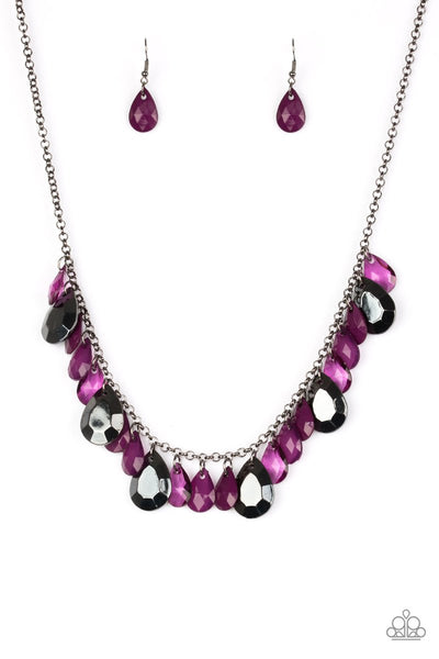 Paparazzi Accessories - Hurricane Season - Purple Necklace & Earrings 