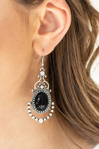 Paparazzi Accessories - CAMEO and Juliet - Black & Silver Earrings 