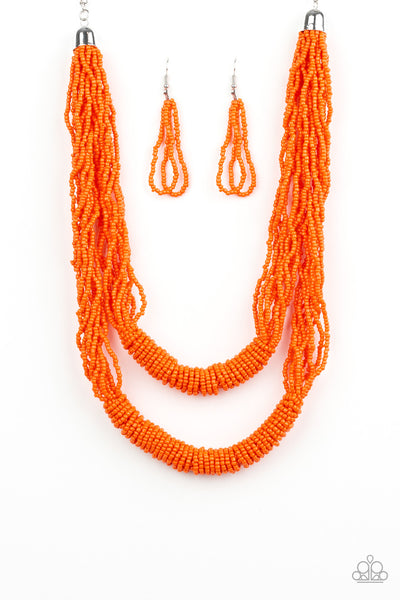 Paparazzi Accessories Right As RAINFOREST - Orange Necklace & Earrings 