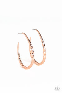 Paparazzi Accessories Twisted Edge - Rose Gold Earrings 