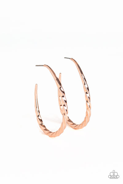 Paparazzi Accessories Twisted Edge - Rose Gold Earrings 