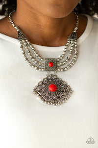 Paparazzi Accessories Santa Fe Solstice - Red Necklace & Earrings 