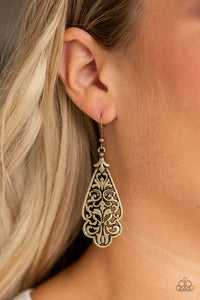 Paparazzi Accessories Greenhouse Goddess Brass Earrings 