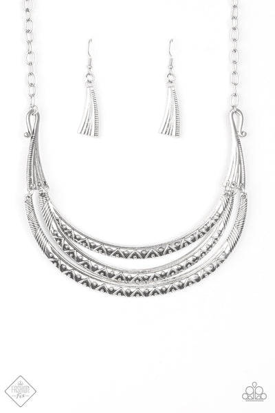 Paparazzi Accessories Primal Princess Silver Necklace & Earrings 
