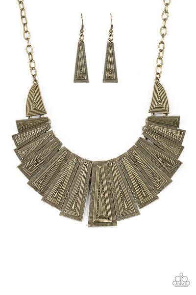 Paparazzi Accessories Metro Mane - Brass Necklace & Earrings 