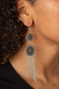 Paparazzi Accessories Medallion Mecca - Silver Earrings 