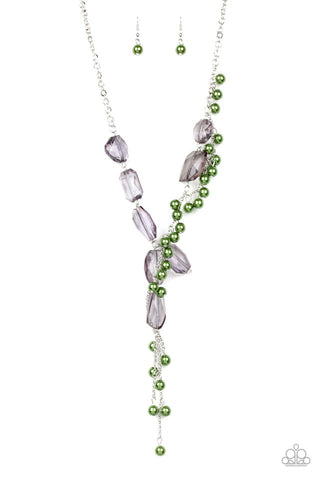 Paparazzi Accessories Prismatic Princess - Green Necklace & Earrings 