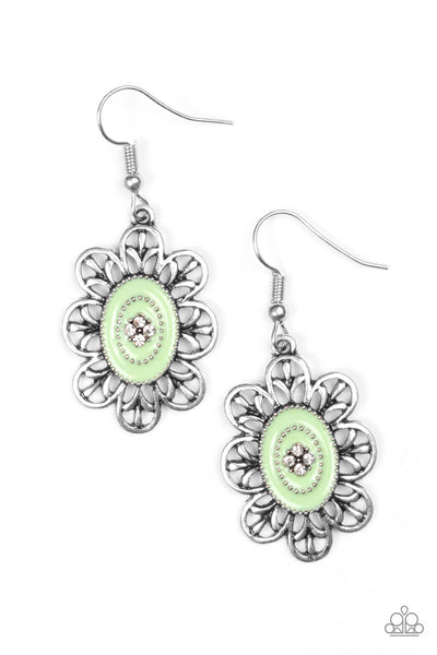 Paparazzi Accessories Posy Party - Green Earrings 