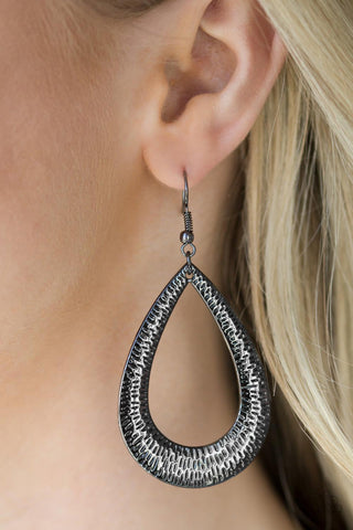 Paparazzi Accessories Straight Up Shimmer - Black Earrings 