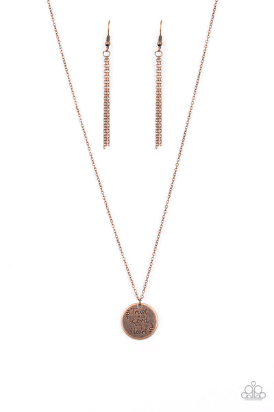 Paparazzi Accessories All You Need Is Trust - Copper Necklace & Earrings 