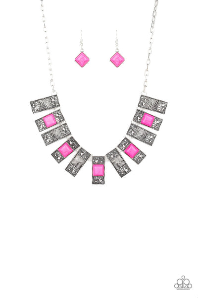 Paparazzi Accessories The MANE Contender - Pink Necklace & Earrings 