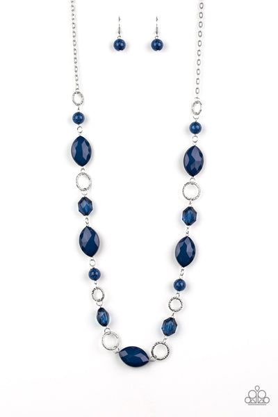 Paparazzi Accessories - Shimmer Simmer - Blue Necklace & Earrings 