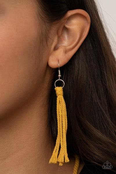 Paparazzi Accessories Look At MACRAME Now - Yellow Necklace & Earrings 