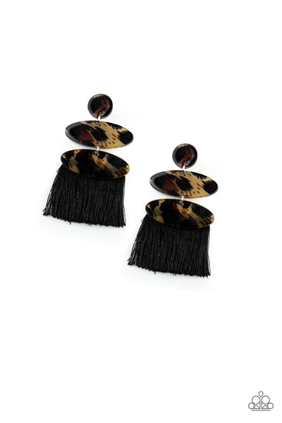 Paparazzi Accessories No One Likes A Cheetah - Black Earrings 