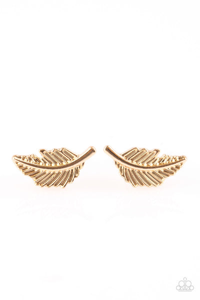 Paparazzi Accessories Flying Feathers - Gold Post Earrings 