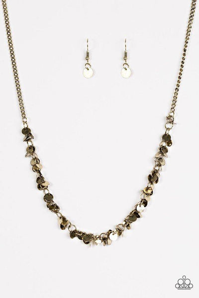 Paparazzi Accessories Year To Shimmer - Brass Necklace & Earrings 